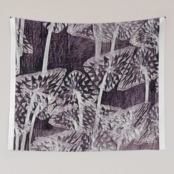 Item preview, unique dandelions, triangular dandelions, crazy, monochrome, minimalism, purple, white designed and sold by Maria Mihailova.