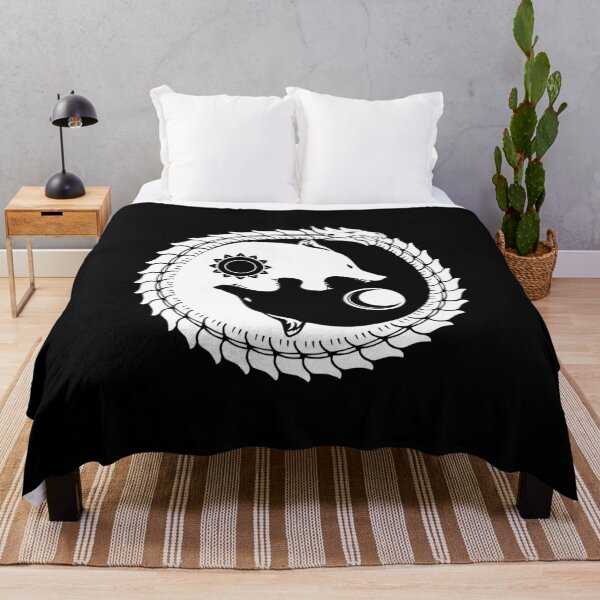 Item preview, Viking Dragon Two Wolves Hati and Skoll devour the Sun and the Moon Viking designed and sold by Dog-T-Shirts.