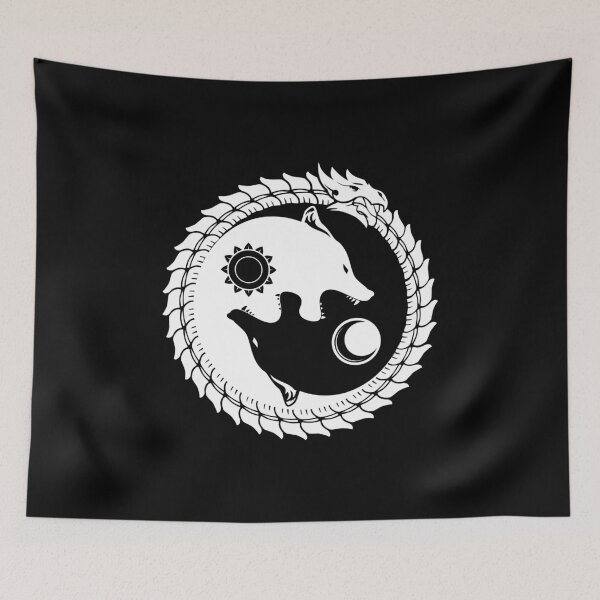 Item preview, Viking Dragon Two Wolves Hati and Skoll devour the Sun and the Moon Viking designed and sold by Dog-T-Shirts.