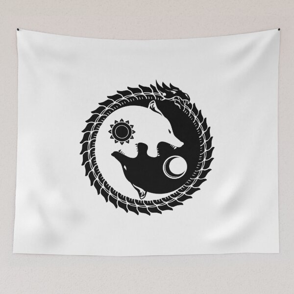 Item preview, Vikings Dragon Two Wolves Hati and Skoll devour the Sun and the Moon Vikings designed and sold by Dog-T-Shirts.