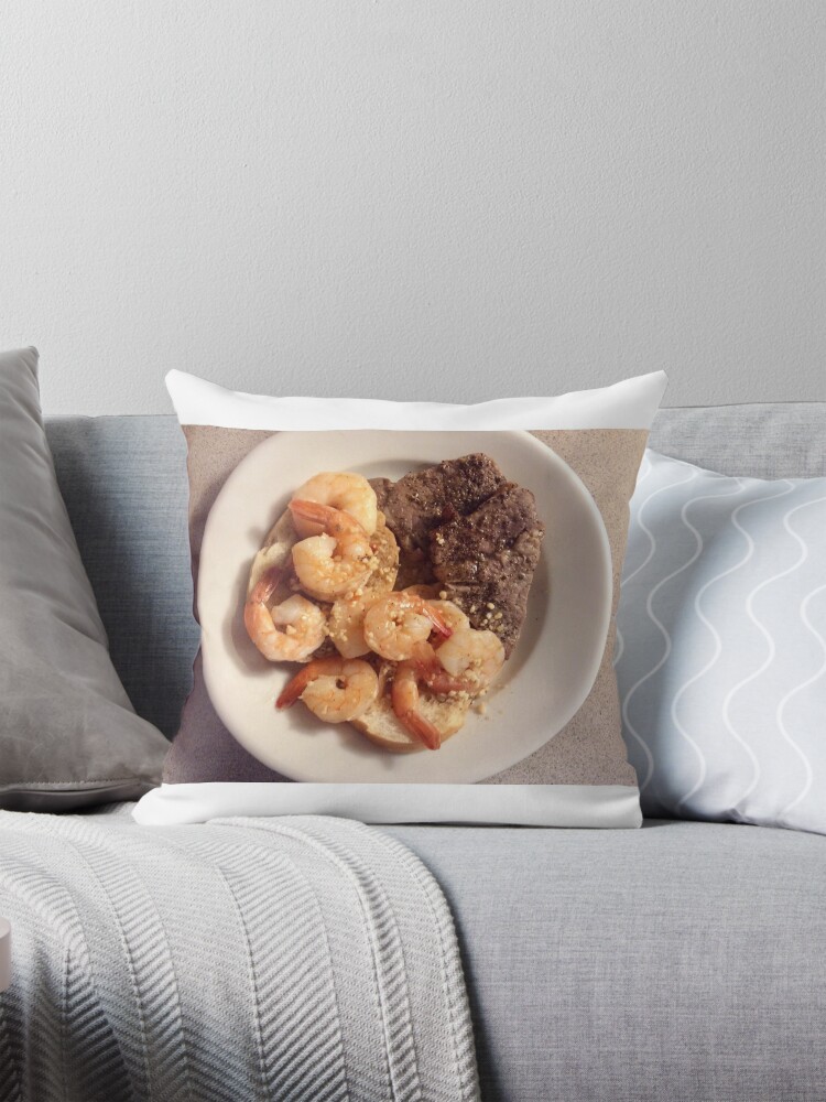 Thumbnail 1 of 4, Pillow, “Surf and Turf” ~ from ‘She Likes to Cook’ designed and sold by CarmelArtist.