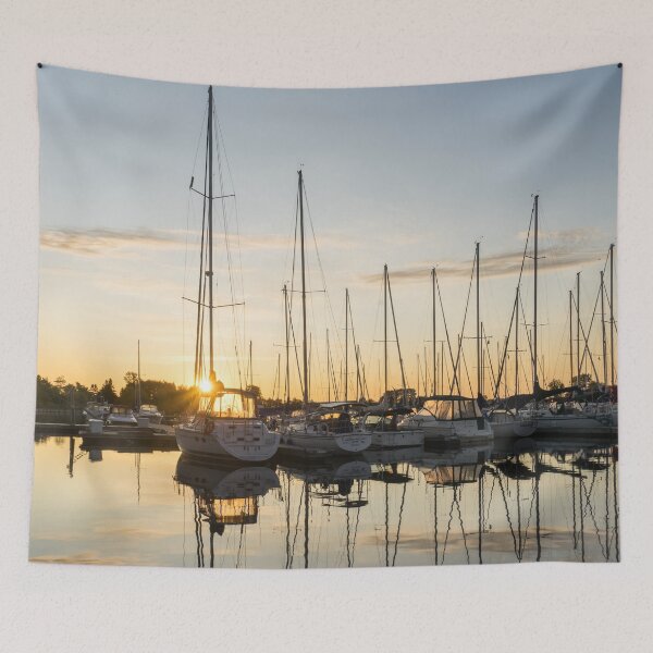 Item preview, Golden Summertime Sunrise - Reflecting on Boats and Yachts designed and sold by Georgia Mizuleva.