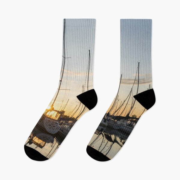 Item preview, Golden Summertime Sunrise - Reflecting on Boats and Yachts designed and sold by Georgia Mizuleva.