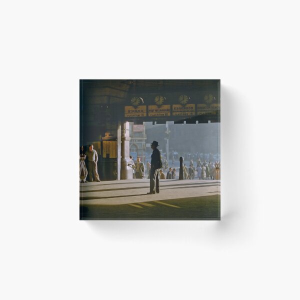 Item preview, Clockwatcher on entrance Flinders St station 19580904 0001 designed and sold by Fred Mitchell.