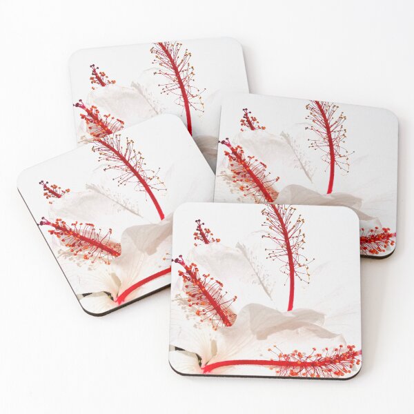 Item preview, Romantic Dusty Pink Hibiscus Flowers with Bright Red Stamen designed and sold by Jaydee001.