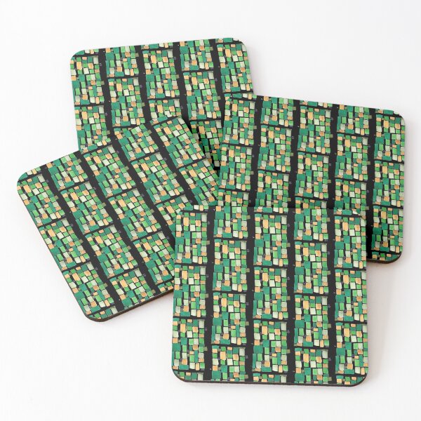Item preview, MARKER GREEN GOLD SQUARE GEOMETRIC DRAWING  designed and sold by GIVENGRACE.ART.
