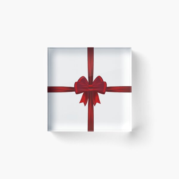 Festive ribbon with gift red bow. Acrylic Block