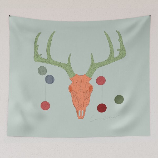 Item preview, Reindeer skull with baubles pale green by Gorilla Bark designed and sold by GorillaBark.