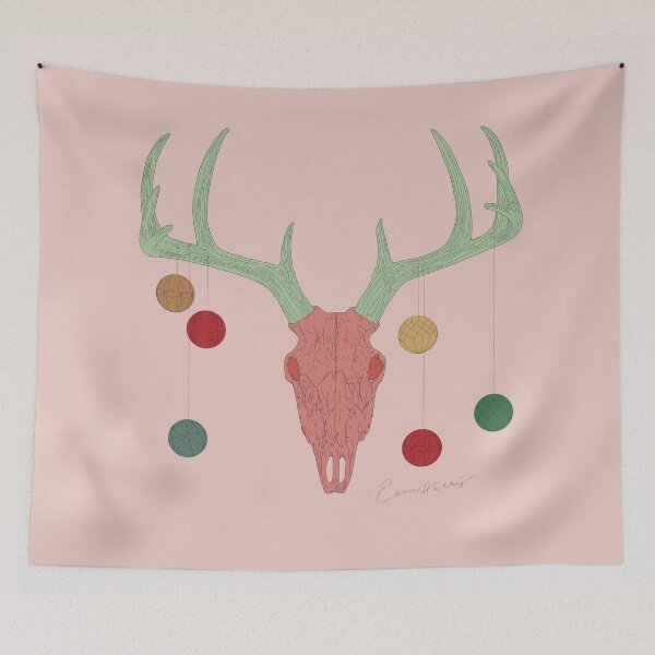 Item preview, Reindeer skull with baubles pink by Gorilla Bark designed and sold by GorillaBark.