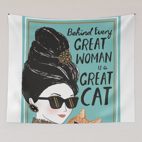Item preview, Behind Every Strong Woman Is Her Cat designed and sold by AnnaAndVibes.