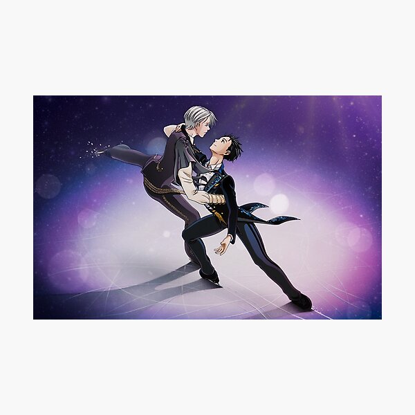 Yuri On Ice Victor Nikiforov and Yuri Katsuki fanart anime manga ice skating lgbt boys Love gay yaoi Photographic Print
