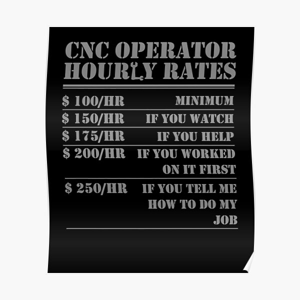 "Funny Works Cnc Operator Hourly Rates Funny Machinist Programmer Labor
