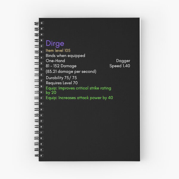 Item preview, Dirge, the infamous dagger of the Burning Crusade designed and sold by Vicenzio.