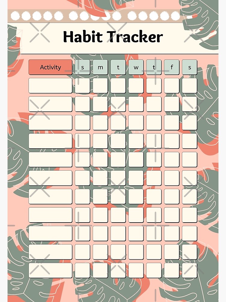 Tropical Habit Tracker Planner And Bullet Journal Accessories  Poster for  Sale by Designs By YL