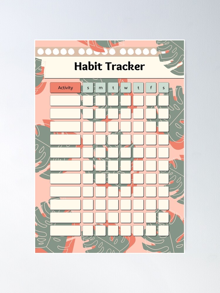 Poster for Sale avec l'œuvre « Tropical Habit Tracker Planner Et Accessoires  Bullet Journal » de l'artiste Designs By YL
