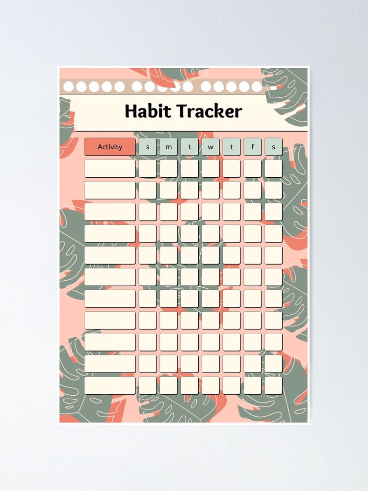 Poster for Sale avec l'œuvre « Tropical Habit Tracker Planner Et Accessoires  Bullet Journal » de l'artiste Designs By YL