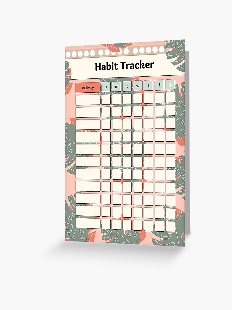 Tropical Habit Tracker Planner And Bullet Journal Accessories  Greeting  Card for Sale by Designs By YL
