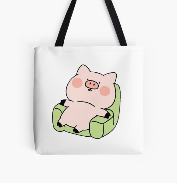 Funny piggy is sitting on a chair All Over Print Tote Bag