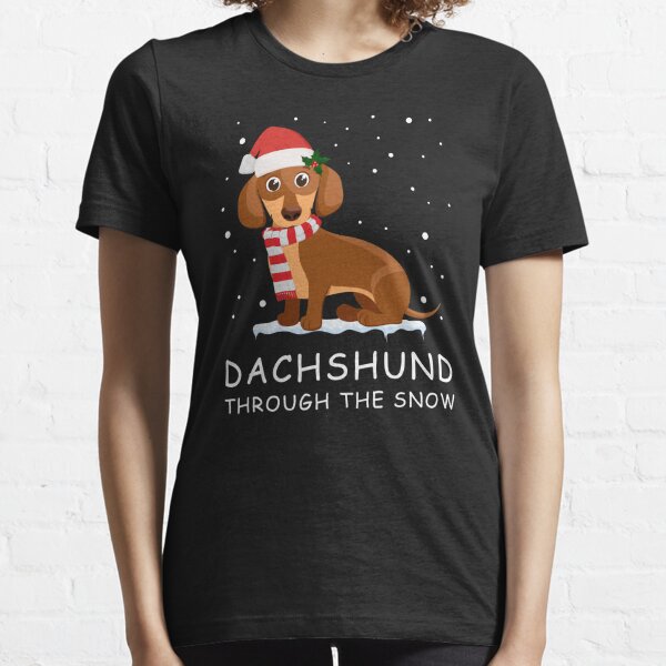 Cute Dachshund T-shirt,Dachshund Santa Hat Dachshund Lover T-shirt,Dog Lover Xmas T-shirt,Christmas Gift Three Dachshund Christmas T-shirt