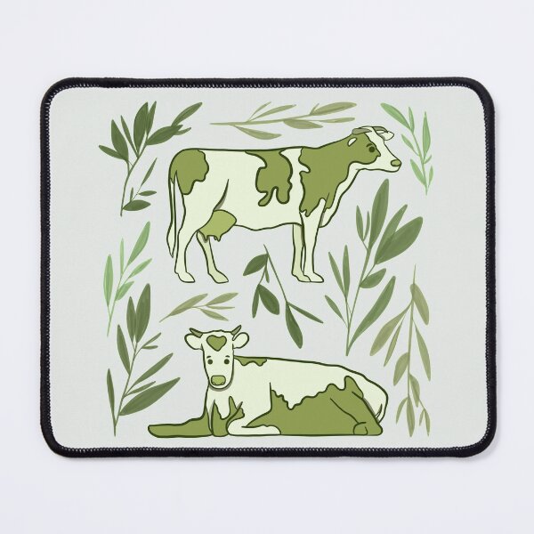 Item preview, Green Matcha Tea Cow - Green and White Animal Illustration Pattern designed and sold by TheRainbowRoom.