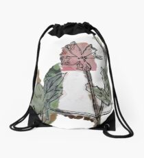 pink flower Drawstring Bag