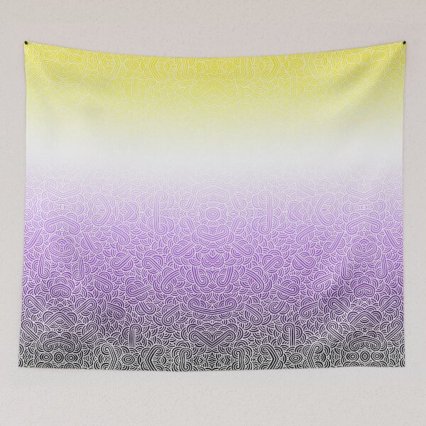 Item preview, Ombré non-binary colours and white swirls doodles designed and sold by savousepate.