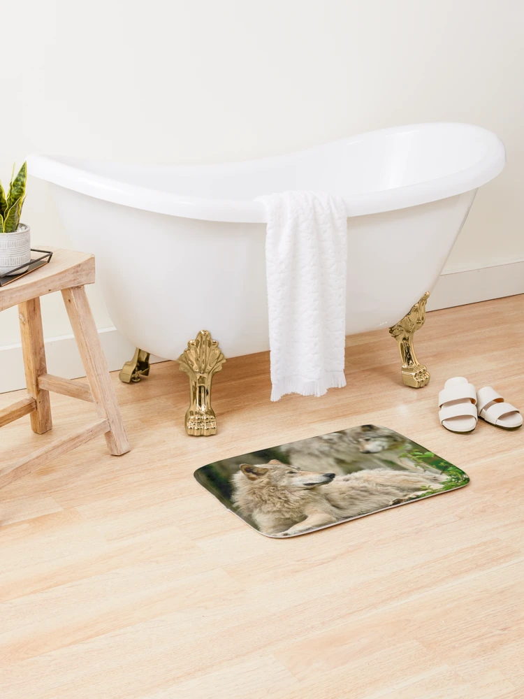 Thumbnail 2 of 6, Bath Mat, Timber Wolves designed and sold by WolvesOnly.