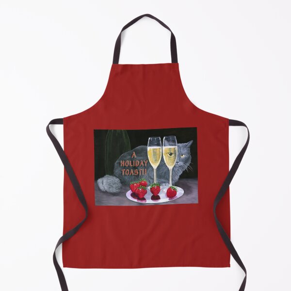 Item preview, Cat Lovers Holiday Greeting Card. Sparkling wine, strawberries and flutes for a toast. designed and sold by KarenZuk.