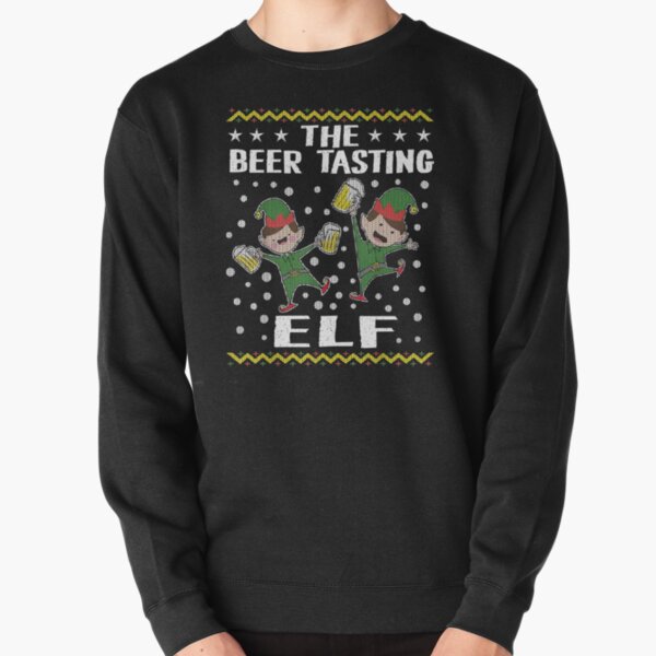Beer Tasting Elf Group Christmas Funny Pajama Beer Party Pullover Sweatshirt