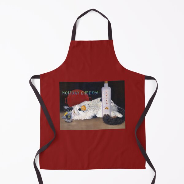 Item preview, "Catatonic" Holiday Cheers. Long haired tuxedo cat and Vodka Bottle Holiday Card designed and sold by KarenZuk.