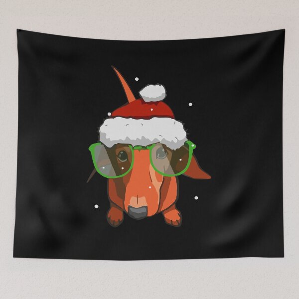 Aperçu de l'œuvre Santa Hat Teckel Pyjamas Noël Noël Wiener Weiner Chien créée et vendue par Dressed For Duty.