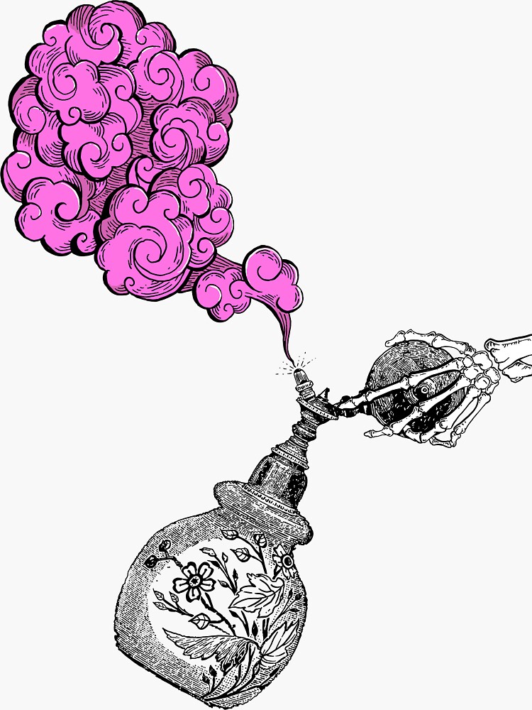 "Pink Mist" Sticker by whskyrcksktchn Redbubble