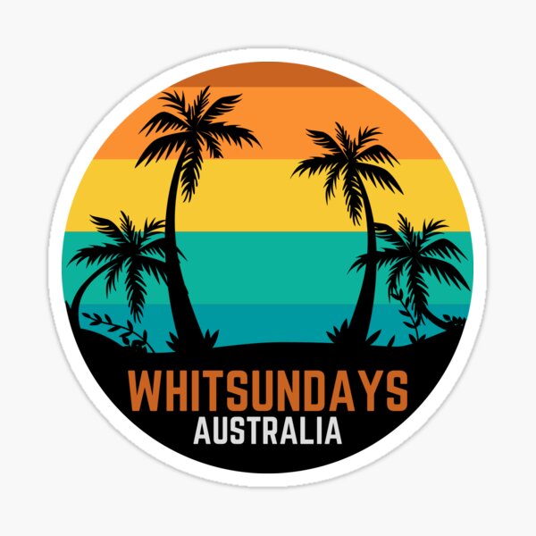 Whitsunday Islands Australia Vintage Souvenir with coconut trees Sticker