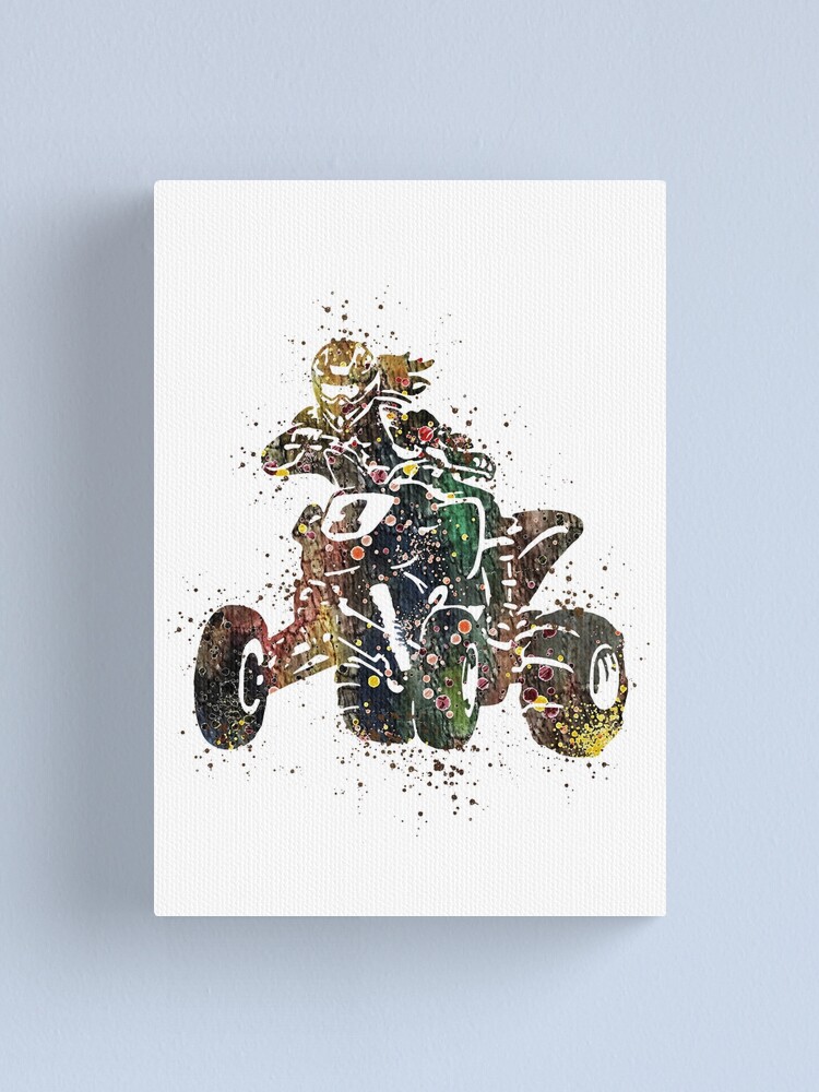 Four Wheeler ATV Riding Girl Watercolor Canvas Print