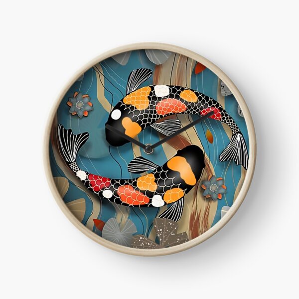 Koi Water Garden Clock