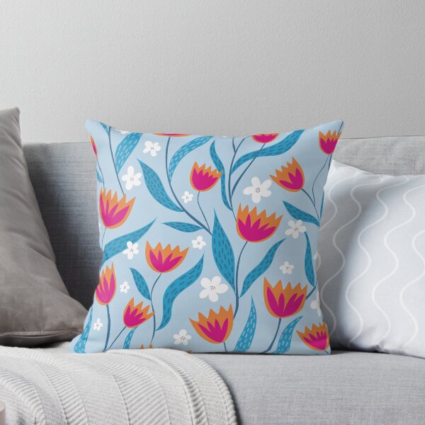 Artikelvorschau, Tulpengarten in Blau, Orange und Pink entworfen und verkauft von ToEllaBloom.