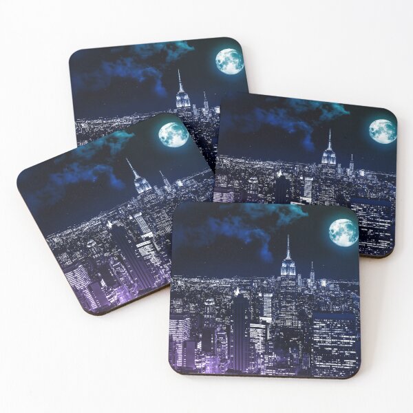 Item preview, Moon Over New York Purple Blue Teal designed and sold by 2sweetsDesign.