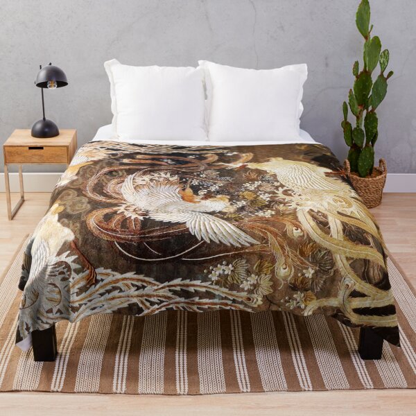 Item preview, FLYING PHOENIXES AMONG WHITE FLOWERS Antique Japanese Floral designed and sold by BulganLumini.