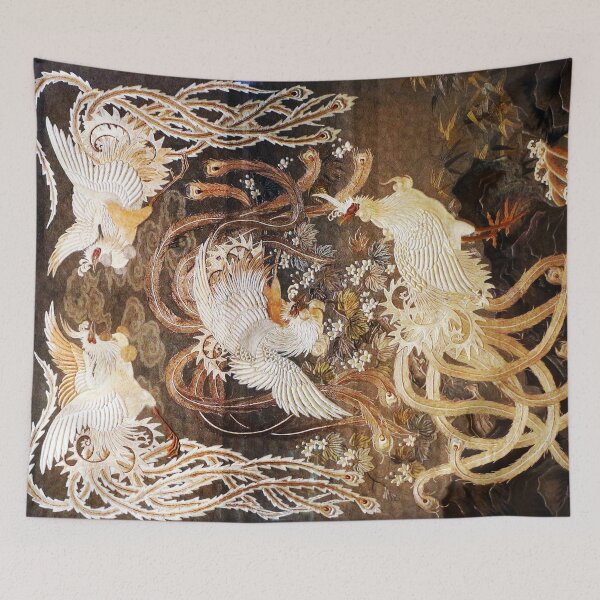 Item preview, FLYING PHOENIXES AMONG WHITE FLOWERS Antique Japanese Floral designed and sold by BulganLumini.