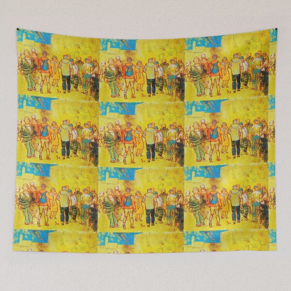 Item preview, Crowd of People Shopping in Town Painting designed and sold by MikeJory.