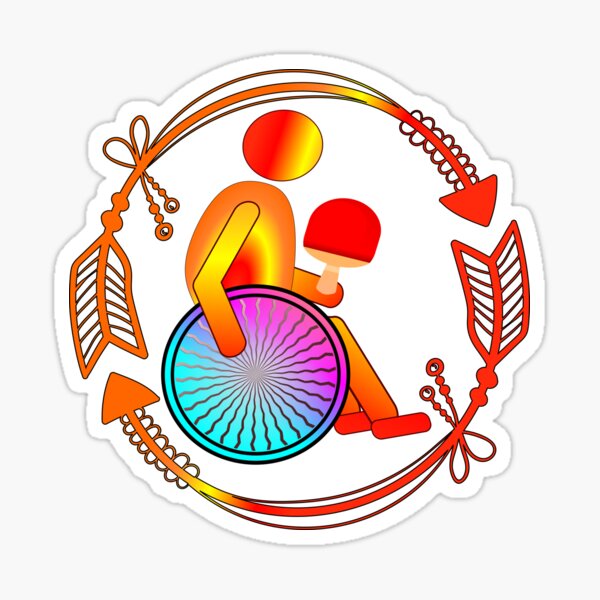 "Wheelchair table tennis HANDICAP" Sticker for Sale by minimalartstory