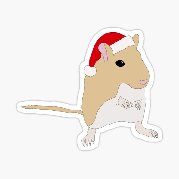 Vista previa del artículo con la obra «Lindo jerbo dorado con gorro de Papá Noel», diseñado y vendido por Becky-Marie.