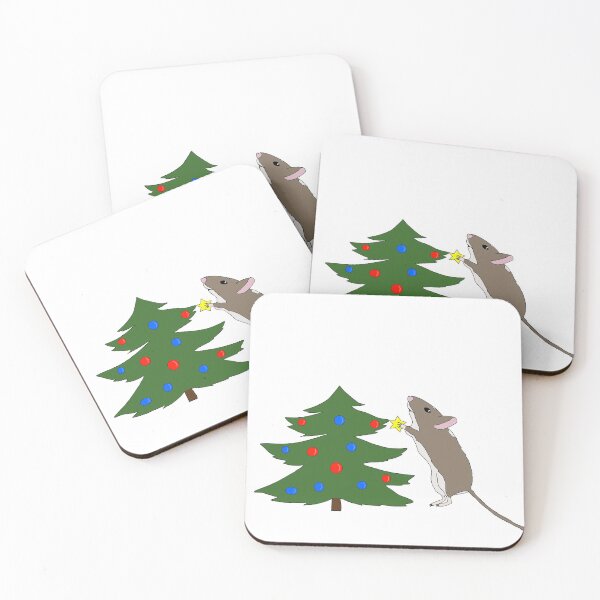 Item preview, Cute brown gerbil decorating Christmas tree designed and sold by Becky-Marie.