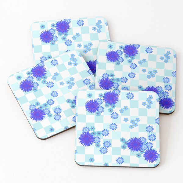 Item preview, Gingham look blue flowers designed and sold by MHen.