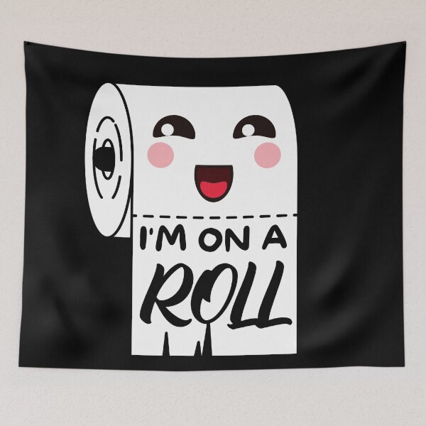 Item preview, I'm on a roll - kawaii toilet paper pun designed and sold by Caregiverology.
