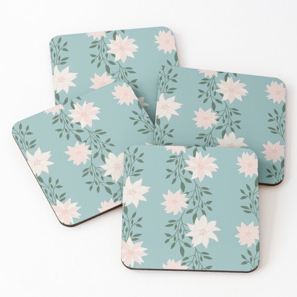 Item preview, Winter Flowers -White & Turquoise  designed and sold by zhSurfaceDesign.