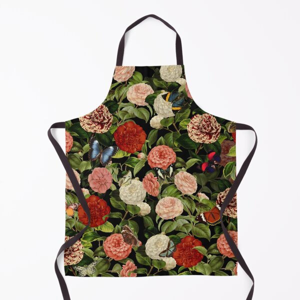 Item preview, Camellias with Butterflies - Floral Vintage Pattern on Dark Background designed and sold by GraphicBicycle.