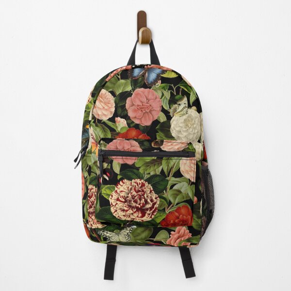 Item preview, Camellias with Butterflies - Floral Vintage Pattern on Dark Background designed and sold by GraphicBicycle.