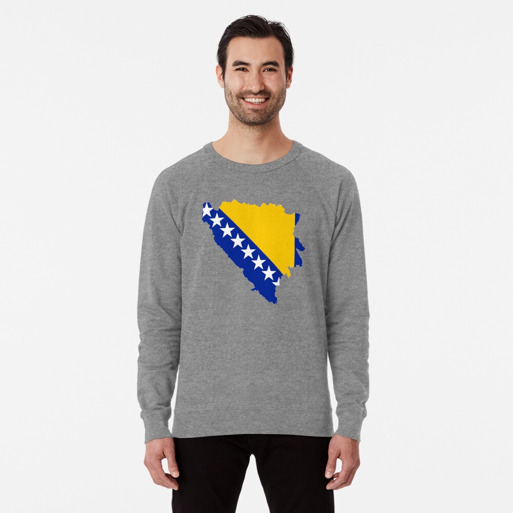  Bosnia and Herzegovina Flag Map Women's Tunic Tops Long Sleeve  Shirts Casual Crewneck Sweatshirts for Leggings : Sports & Outdoors