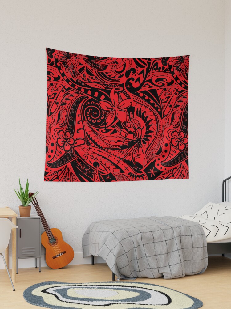 Henfald Skibform Guvernør Hawaiian - Samoan - Polynesian Tribal Red Print" Tapestry for Sale by  sunnthreads | Redbubble